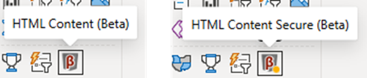 The Power BI visualizations pane, showing a loaded Beta visual, its revised icon and description.