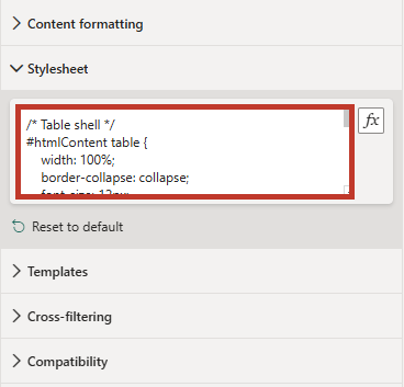 The style sheet property menu with some CSS entered into the property. enrichment-stylesheet-property.png