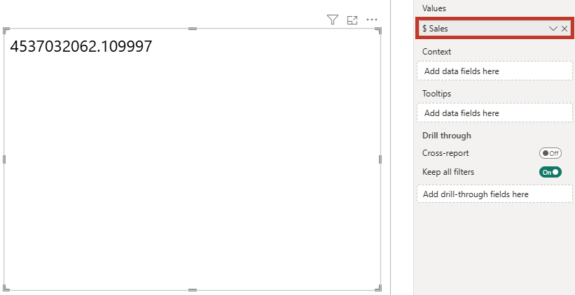 Adding a measure changes context from rows to a single value. sales-01-measure-context.png